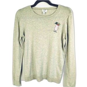 J Crew Sweater Women's S Daiquiri Embroider Long Sleeve Crew Neck TEDDIE Preppy